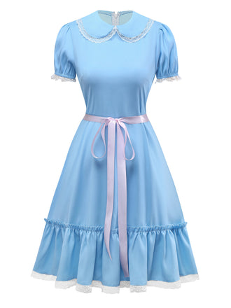 [Prévente] Robe bleue manches bouffantes The Shining Jumelles des années 1950