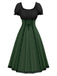 [Prévente] Robe verte à lacets colorblock des années 1940