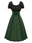 [Prévente] Robe verte à lacets colorblock des années 1940