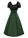 [Prévente] Robe verte à lacets colorblock des années 1940