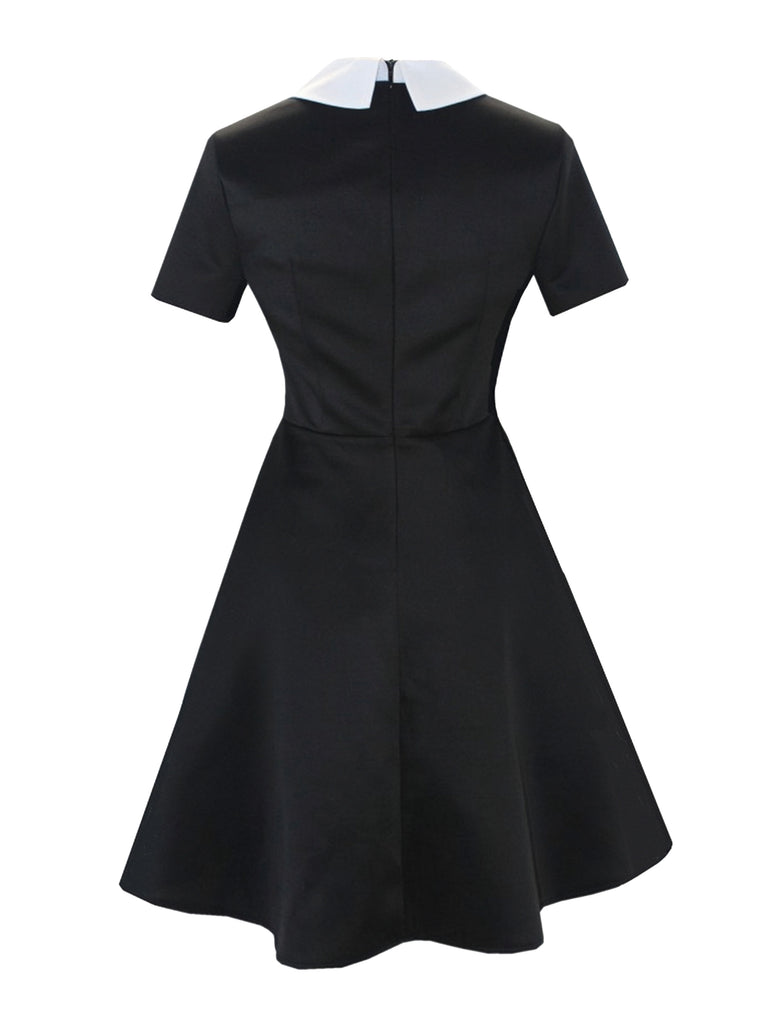 Robe du Wednesday col chemise noir et blanc des années 1940
