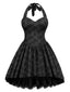 [Prévente] Robe noire florale steampunk licou dentelle années 1980