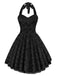 [Prévente] Robe noire florale steampunk licou dentelle années 1980