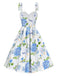 [Prévente] Robe bleue en organza fleur à lacets années 1950