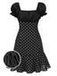[Prévente] Robe noire à pois et manches bouffantes années 1940