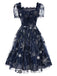 [Prévente] Robe bleue en maille à volants et paillettes étoiles des années 1950