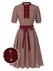 [Prévente] Robe rouge géométrique à col volanté années 1940