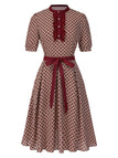 [Prévente] Robe rouge géométrique à col volanté années 1940