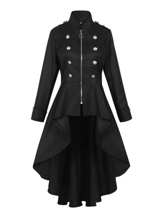 Manteau à col montant et ourlet asymétrique années 1950