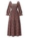 Robe manches lanterne brodées de fleurs des années 1940