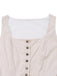 2PCS Robe beige à rayures verticales et tablier fleuri des années 1950