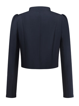Veste noire à manches longues et col montant années 1950