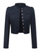 Veste noire à manches longues et col montant années 1950
