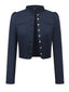 Veste noire à manches longues et col montant années 1950