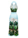 2PCS Haut licou et pantalon style tropical années 1950