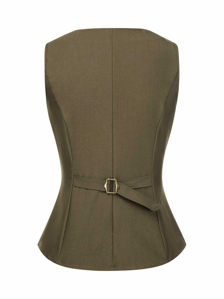 [Prévente] Gilet vert olive sans manches uni années 1960