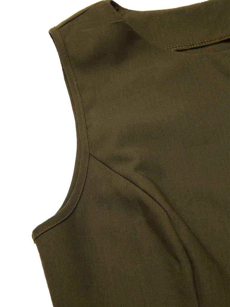 [Prévente] Gilet vert olive sans manches uni années 1960