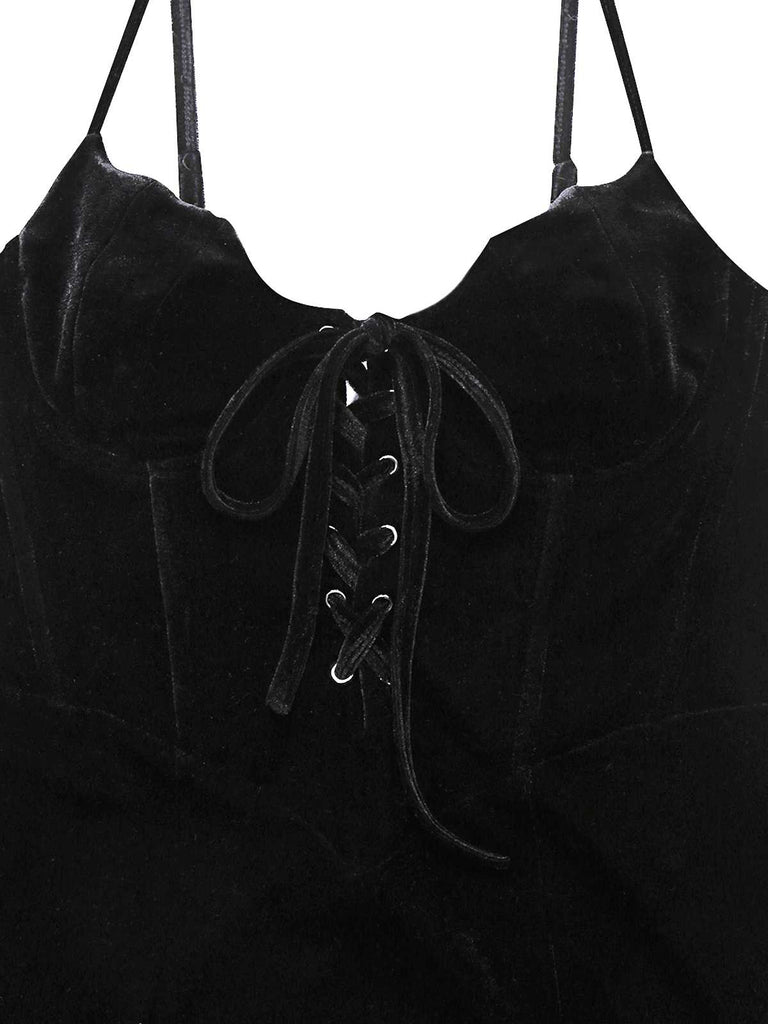 [Prévente] Robe noire en velours à col chauve-souris années 1960