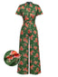 [Prévente] Combinaison boutonnée à pois et volants roses verte des années 1940