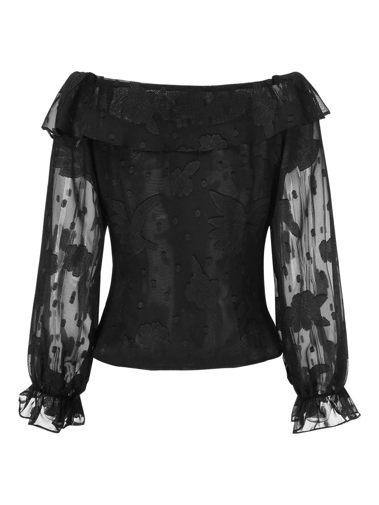 [Prévente] 2PCS Haut noire à épaules dénudées et jupe rose années 1950