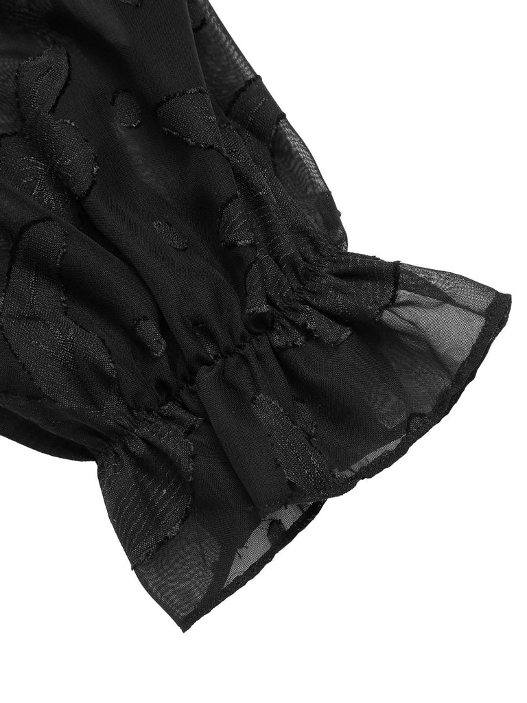 [Prévente] 2PCS Haut noire à épaules dénudées et jupe rose années 1950