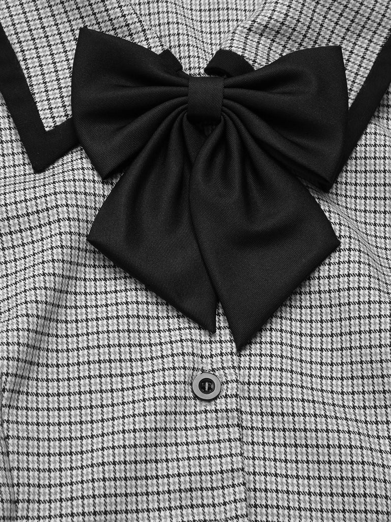 [Prévente] Robe pied-de-poule à col nœud amovible années 1950