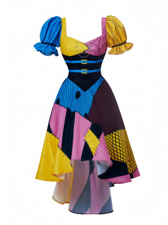 Robe de Sally The Nightmare multicolore col en cœur des années 1950
