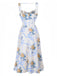 Robe multicolore fleur sans manches à bretelles années 1940