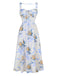 Robe multicolore fleur sans manches à bretelles années 1940