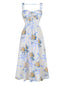 Robe multicolore fleur sans manches à bretelles années 1940