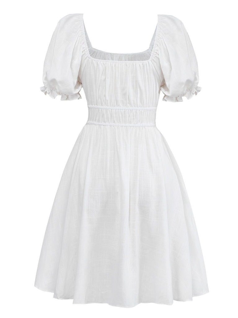 [Prévente] Chemise de nuit blanche unie et nœud années 1950