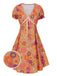 [Prévente] Mini-robe orange à psychédélique et nœud années 1970