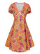 [Prévente] Mini-robe orange à psychédélique et nœud années 1970