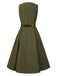[Pré-vente] Robe gilet verte à col en V et poches ceinturée des années 1950