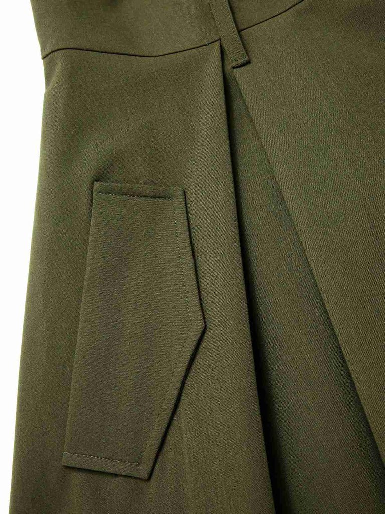 [Pré-vente] Robe gilet verte à col en V et poches ceinturée des années 1950