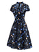 [Prévente] Robe noire à fleurs et col claudine années 1940