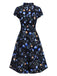 [Prévente] Robe noire à fleurs et col claudine années 1940