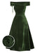 [Prévente] Robe Bardot verte en veloursà épaules dénudées années 1940