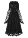 [Prévente] Robe noire à capuche en maille chauve-souris avec ourlet brut des années 1940