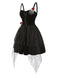 [Prévente] Robe noire d'Halloween avec decor de main de squelette et roses années 1950