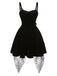 [Prévente] Robe noire d'Halloween avec decor de main de squelette et roses années 1950