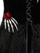 [Prévente] Robe noire d'Halloween avec decor de main de squelette et roses années 1950