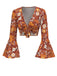 [Prévente] Haut orange manches cloches hippie marguerite des années 1970