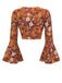 [Prévente] Haut orange manches cloches hippie marguerite des années 1970