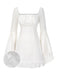 [Prévente] Robe blanche manches évasées et froncées en dentelle des années 1960