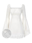 [Prévente] Robe blanche manches évasées et froncées en dentelle des années 1960