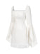 [Prévente] Robe blanche manches évasées et froncées en dentelle des années 1960