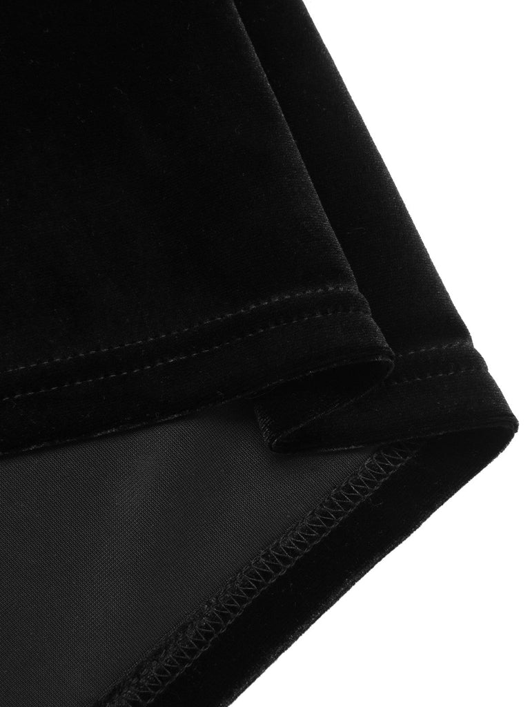 [Prévente] 2PCS robe manches évasées fendues et robe salopette en velours années 1960