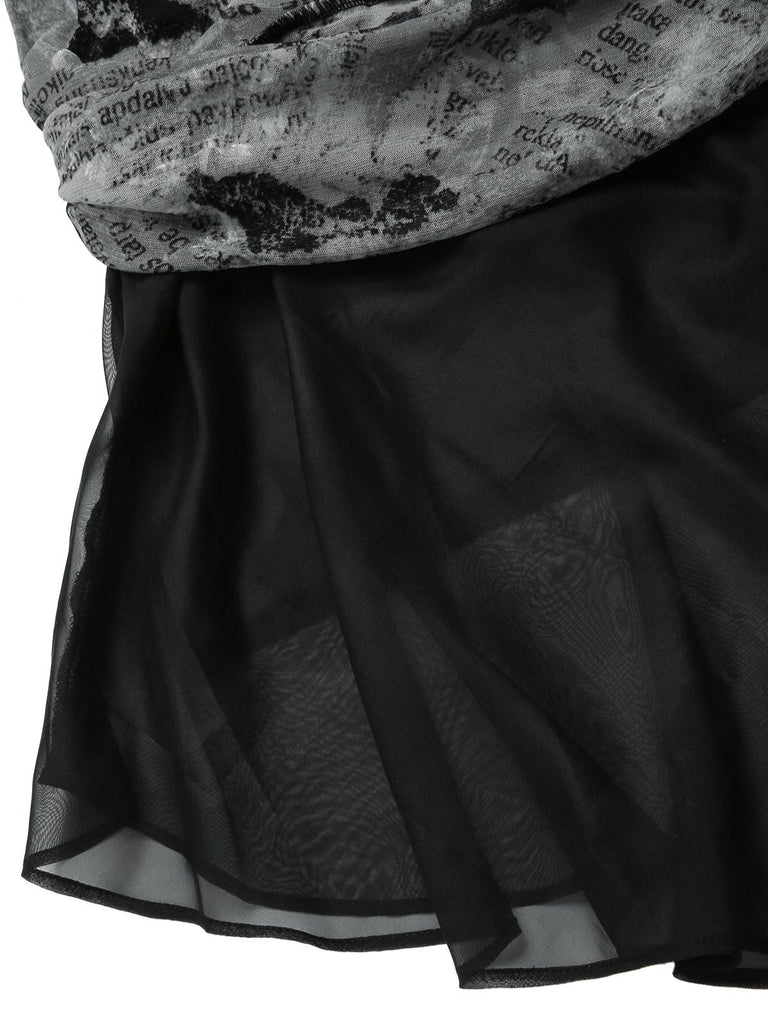 [Prévente] Robe noire en maille à imprimé journal licou années 1930