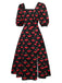 [Prévente] Robe rouge à col carré et fente bouffante années 40